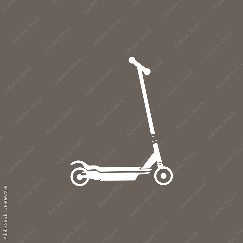 Kids Scooter Icon on Dark Gray Color. Eps-10. Kids Scooter Icon on Dark Gray Color. Eps-10.