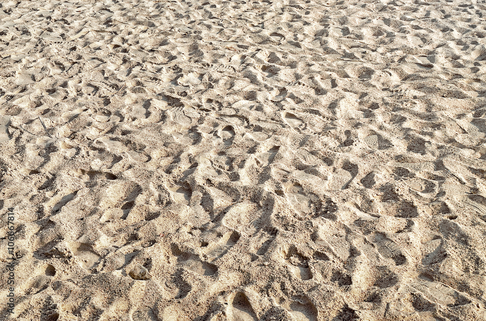 Footprint on the beach, Used for textured and background Footprint on the beach, Used for textured and background
