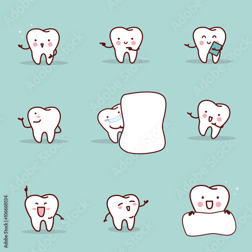 cartoon tooth introduce  something set