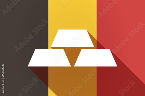 Long shadow Belgium flag with three gold bullions