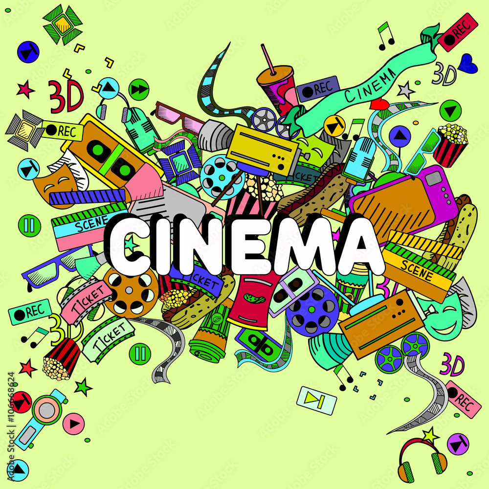 Cinema line art design vector illustration