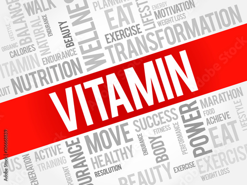 VITAMIN word cloud background, health concept
