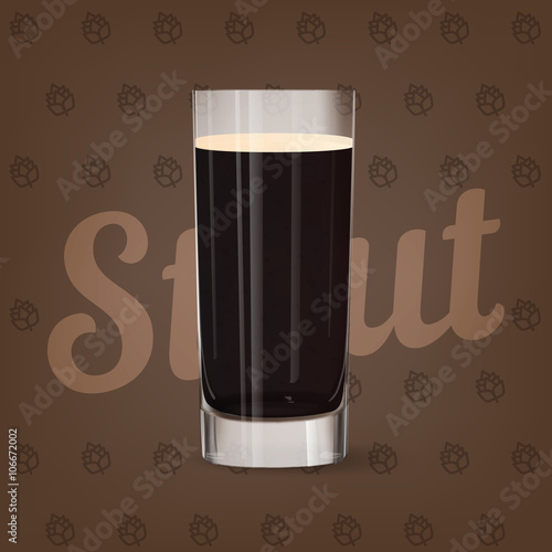 Vector image of fresh cool glass of stout beer