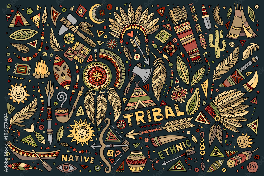 Tribal native set of symbols