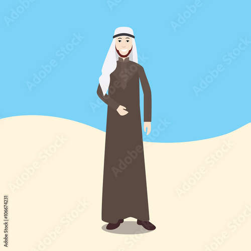 arabian men isolated with desert and sky background
