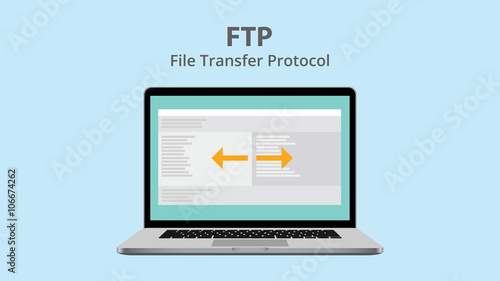 ftp file transfer protocol with data exchange on laptop photo