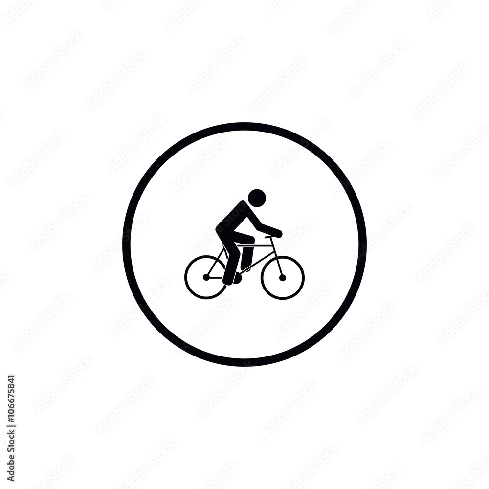 Obraz premium Icon cyclist, bike route sign.