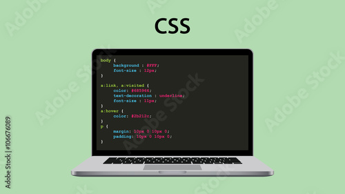 css cascading style sheet programming with laptop and script code