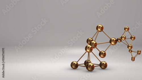 3D Illustration, Gold Atom on white background