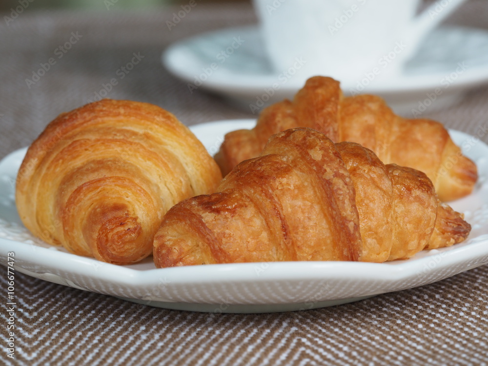 Close Up Of Fresh Homemade Mini Croissant On White Plate