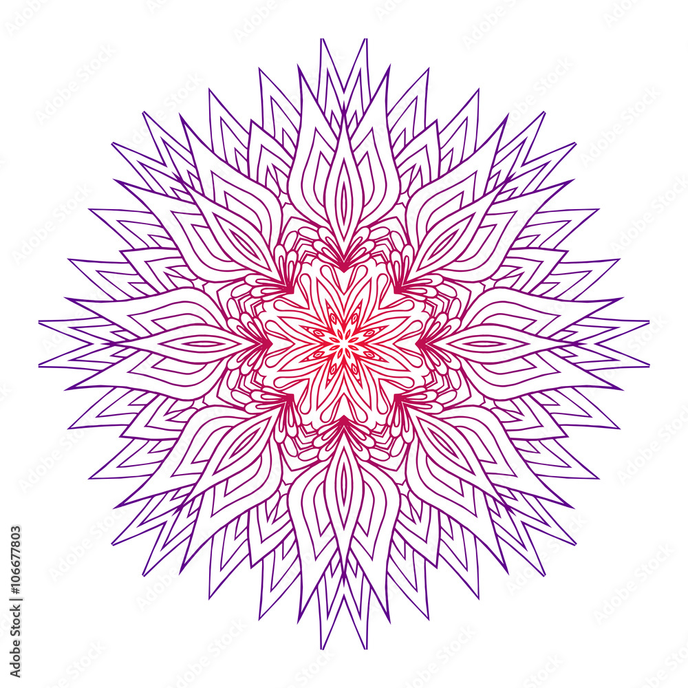 Round mandala with boho pattern. Vector element for invitations