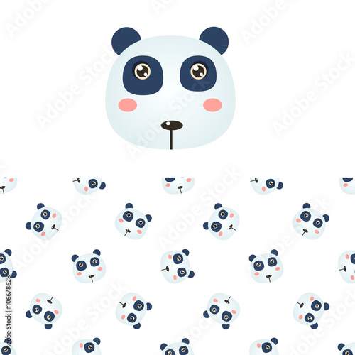 Panda Head Icon And Pattern