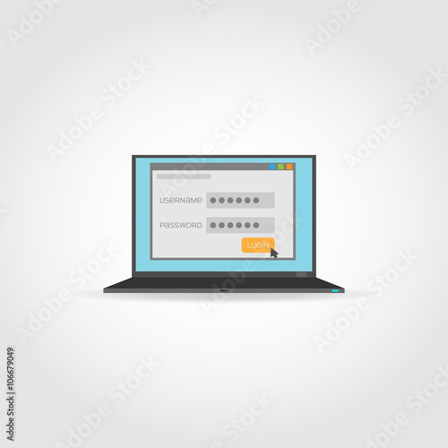Laptop with login form