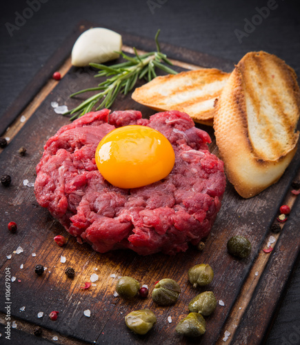 Close up of beef tartar. photo