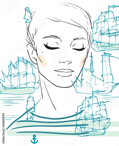 Girl in breton striped shirt