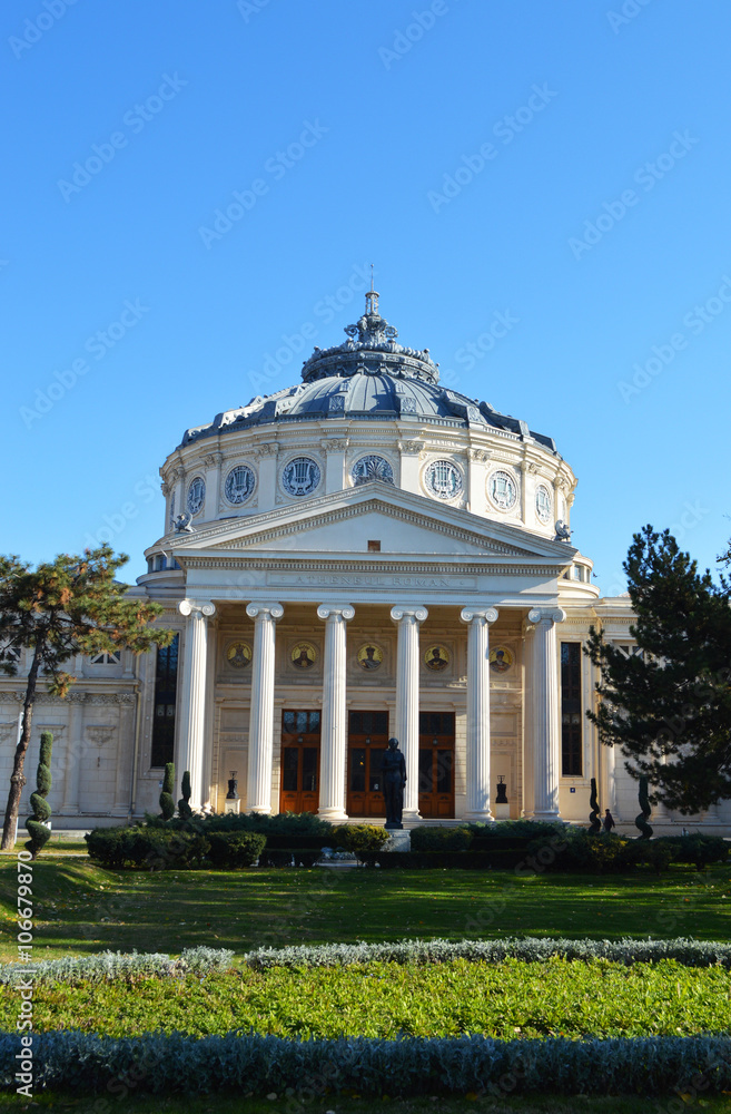 front of Romanian Athenaeum in bucharest