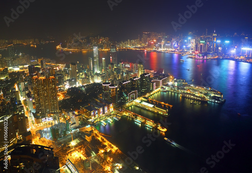 Aerial view of Hong Kong at night © Kokhanchikov