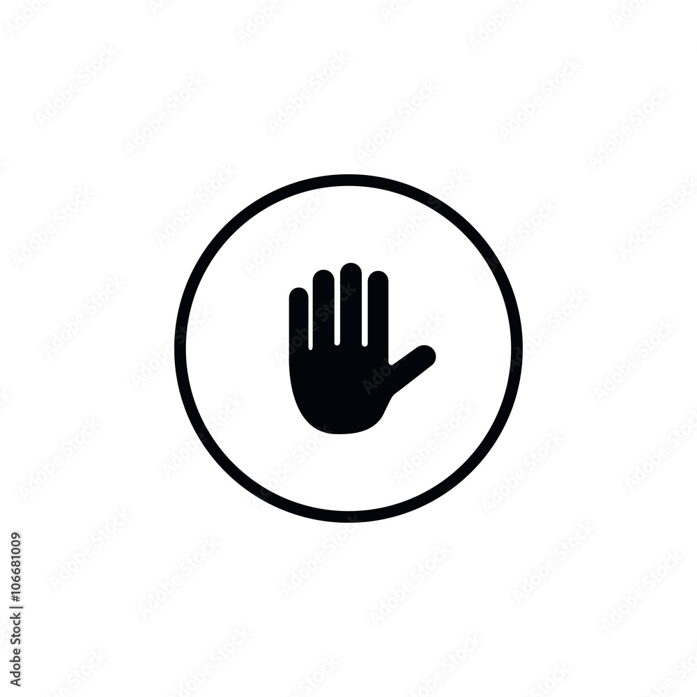 Icon of Stop sign in the form of hands. Icon of Stop sign in the form of hands.