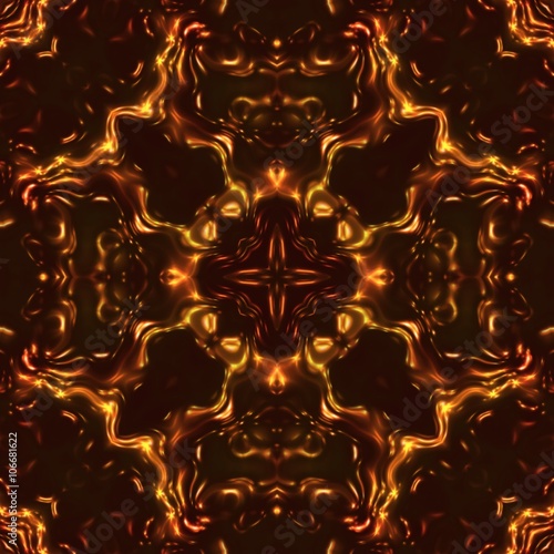 Magic gold shiny jewel, seamless kaleidoscopic pattern  