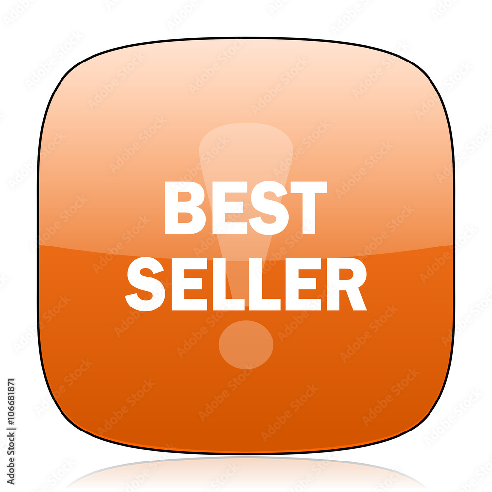 best seller orange square web design glossy icon best seller orange square web design glossy icon