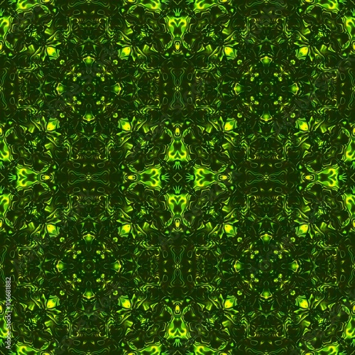 Magic green shiny jewel, seamless kaleidoscopic pattern  