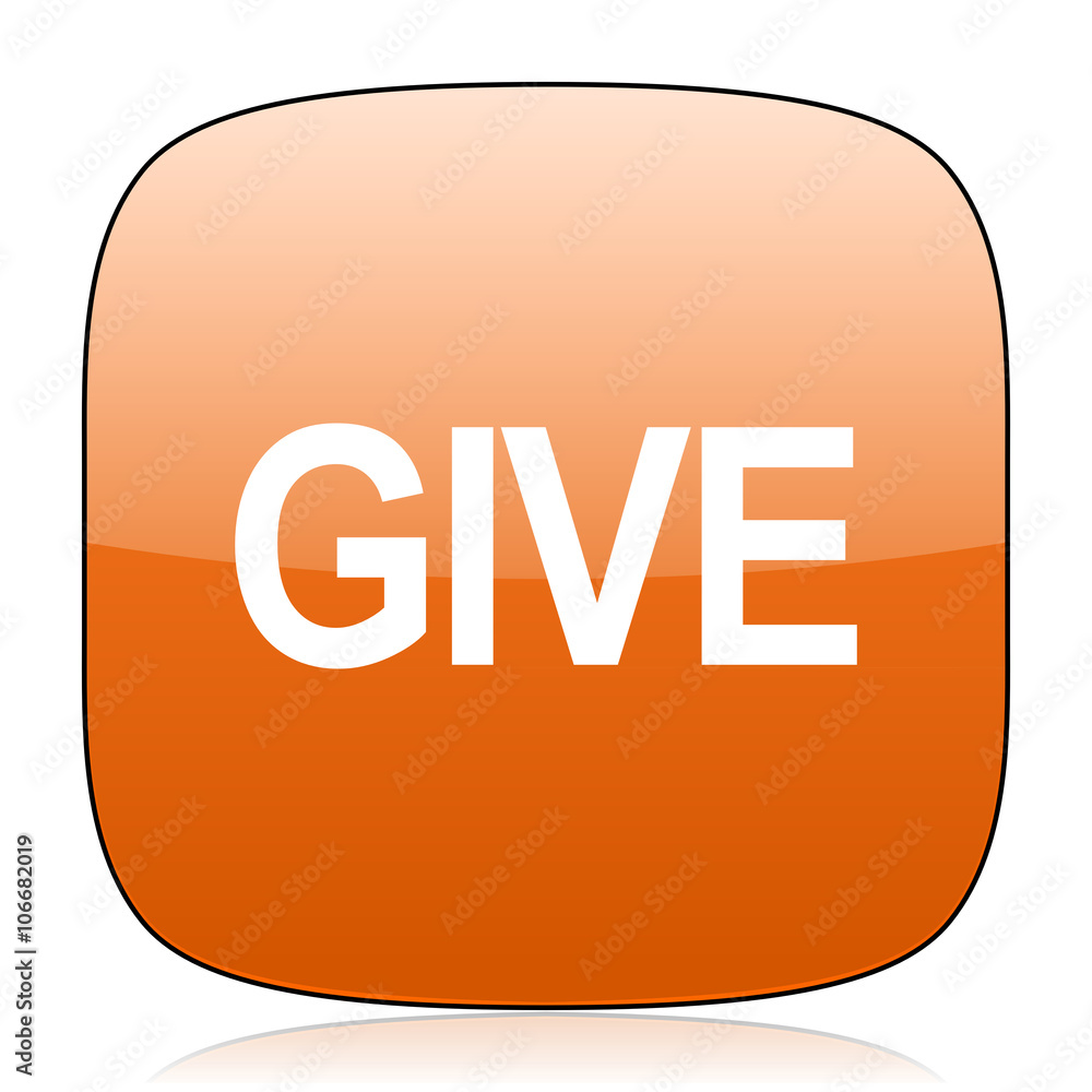 give orange square web design glossy icon give orange square web design glossy icon