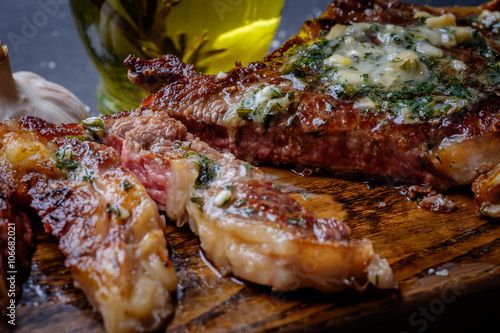 Meat Ribeye steak entrecote close up