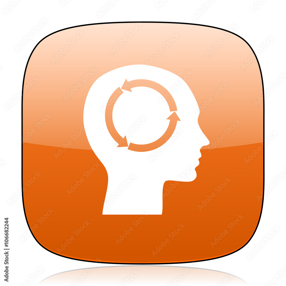 head orange square web design glossy icon