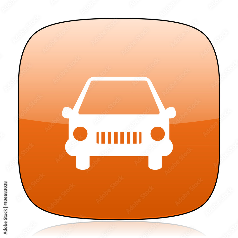 car orange square web design glossy icon car orange square web design glossy icon