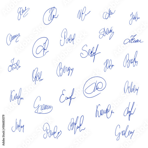 Collection of vector signatures fictitious Autograph. 