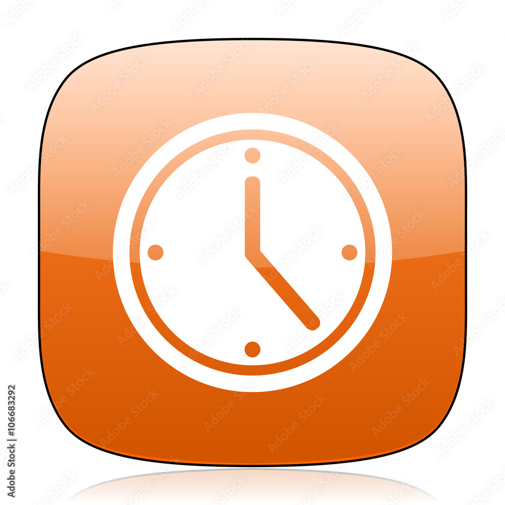 time orange square web design glossy icon time orange square web design glossy icon