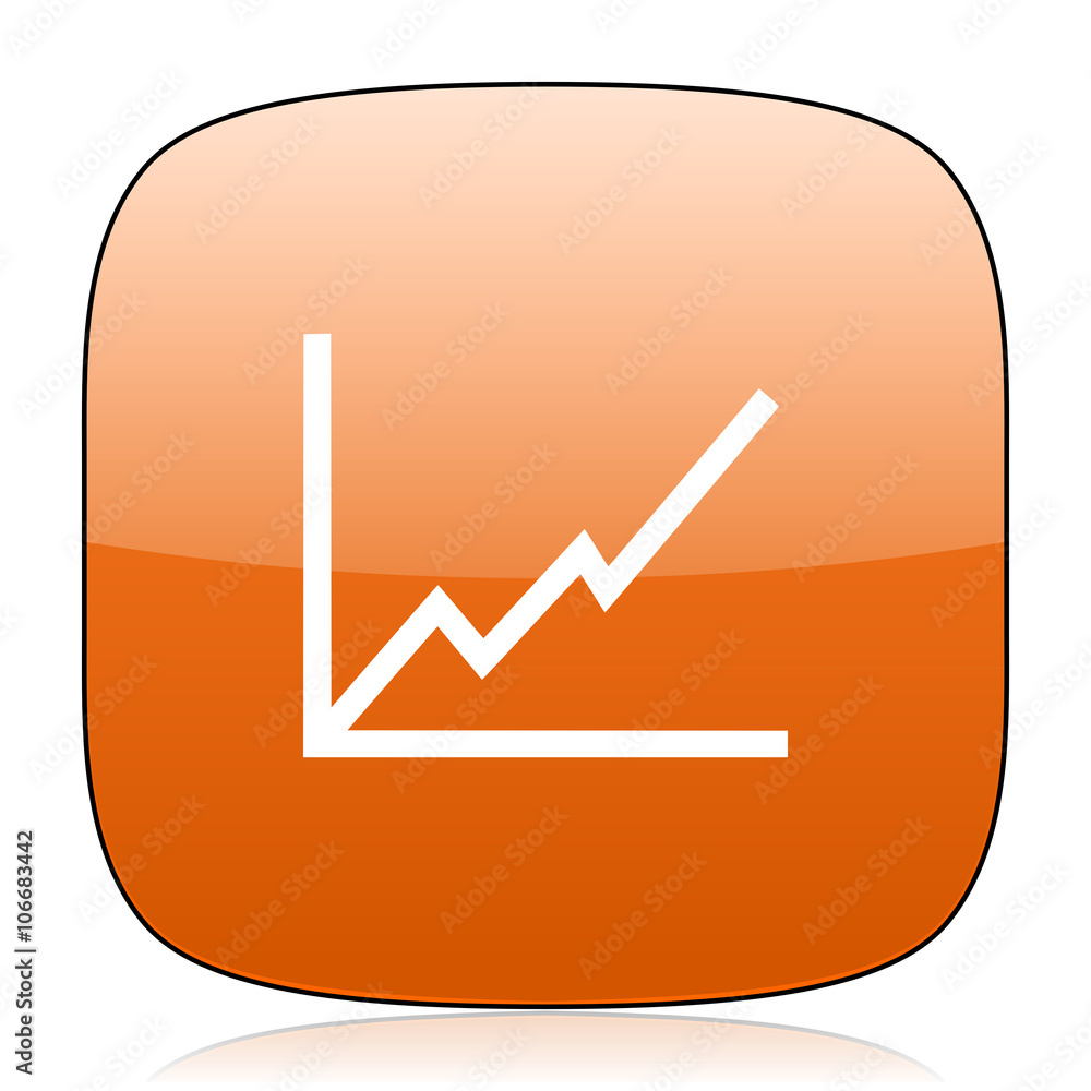 chart orange square web design glossy icon chart orange square web design glossy icon