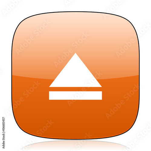 eject orange square web design glossy icon