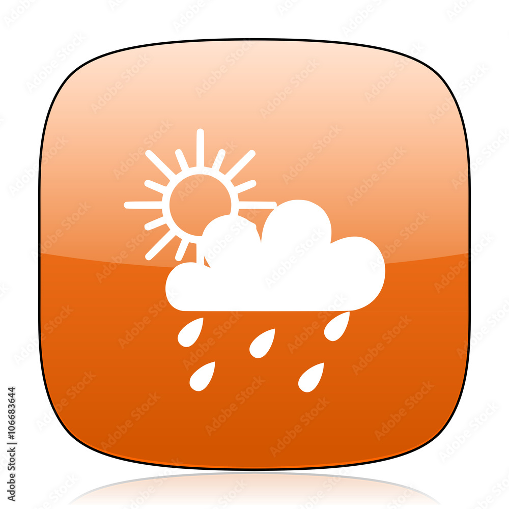 rain orange square web design glossy icon rain orange square web design glossy icon