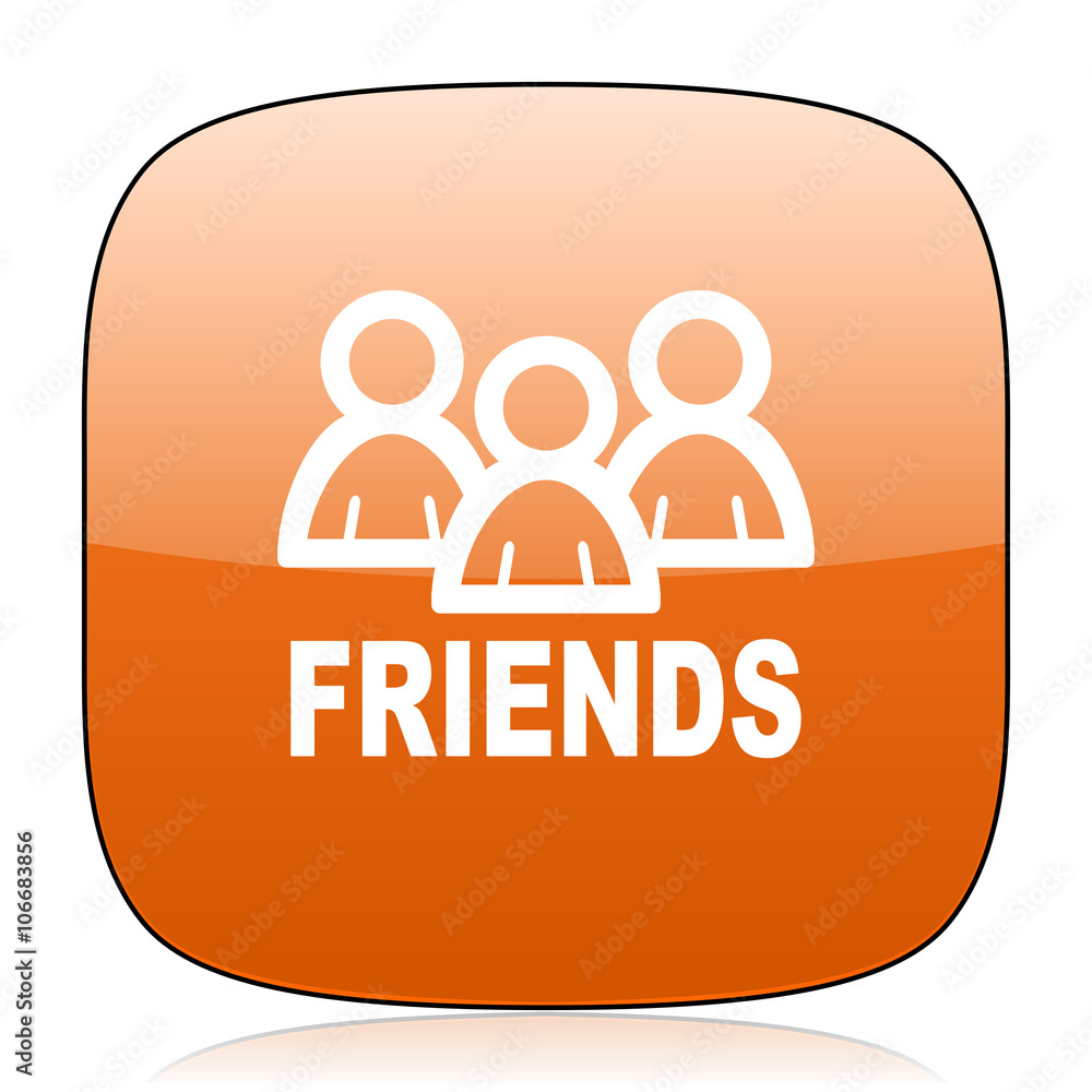friends orange square web design glossy icon friends orange square web design glossy icon