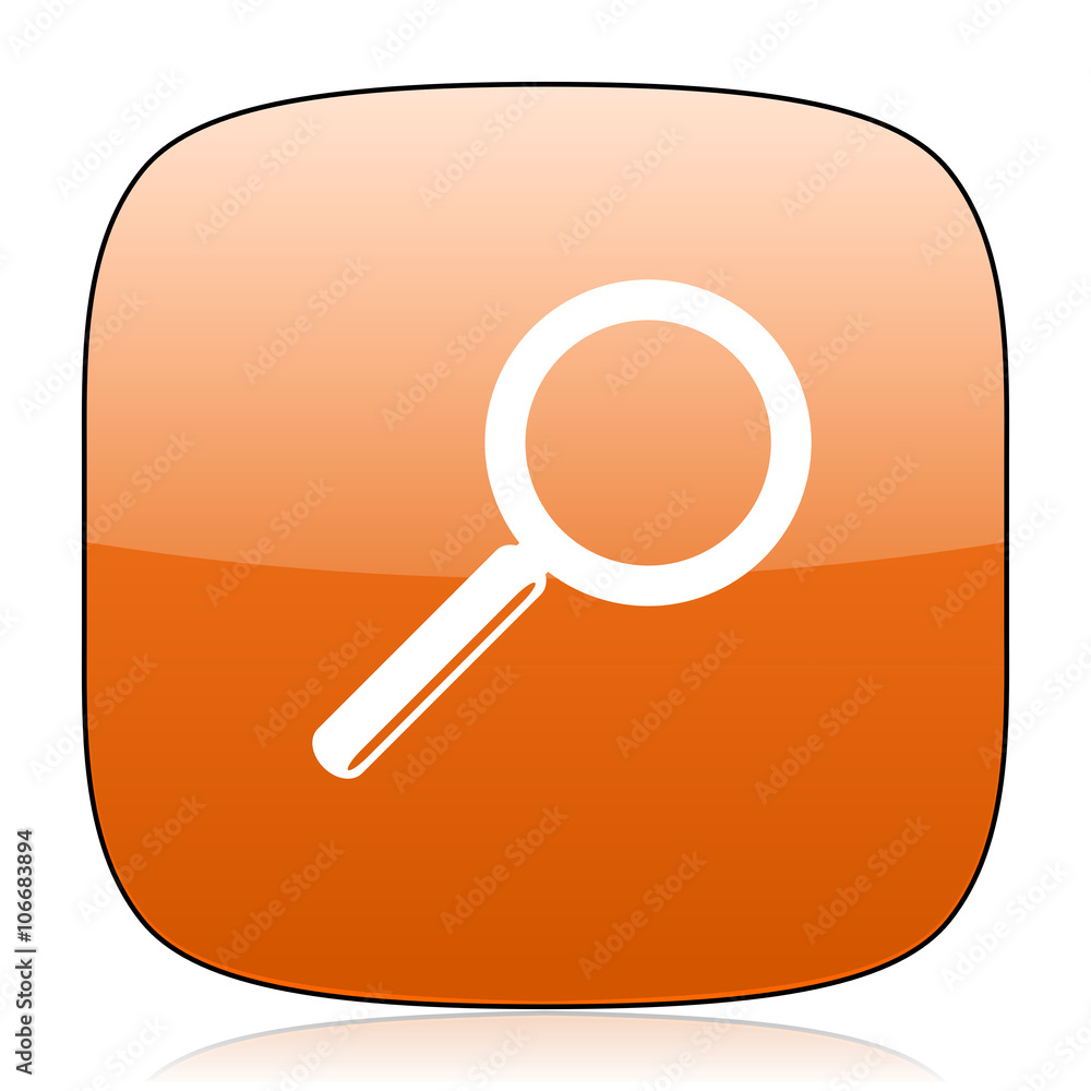 search orange square web design glossy icon search orange square web design glossy icon