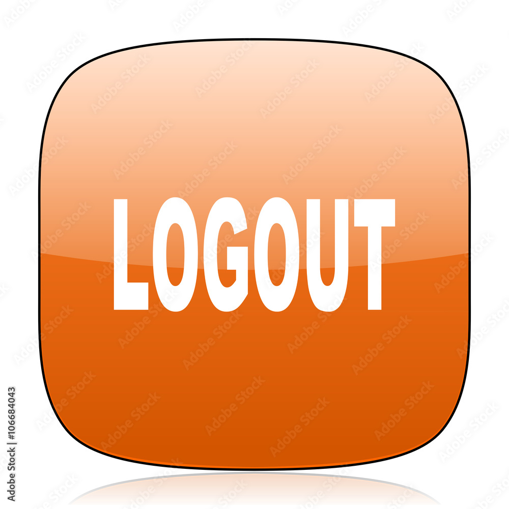 logout orange square web design glossy icon logout orange square web design glossy icon