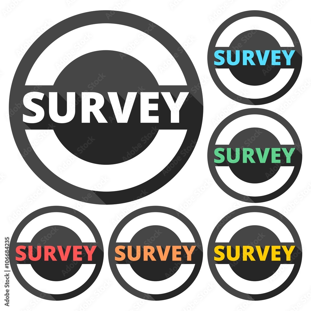 Survey icons set with long shadow Survey icons set with long shadow
