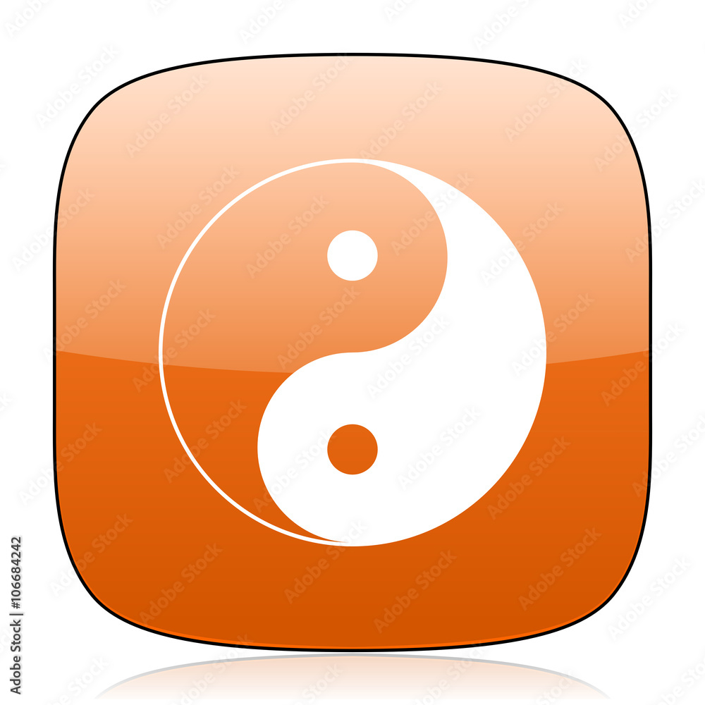 ying yang orange square web design glossy icon ying yang orange square web design glossy icon