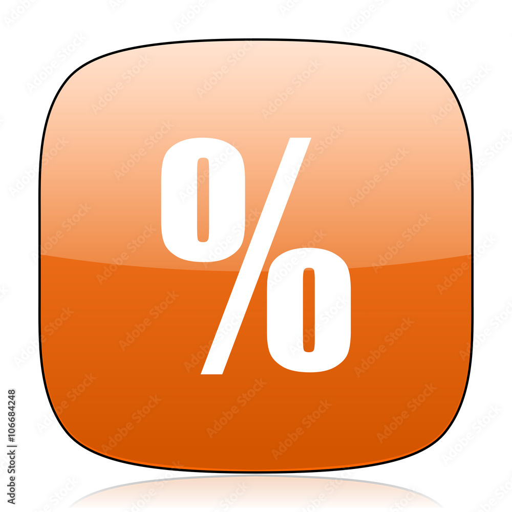 percent orange square web design glossy icon