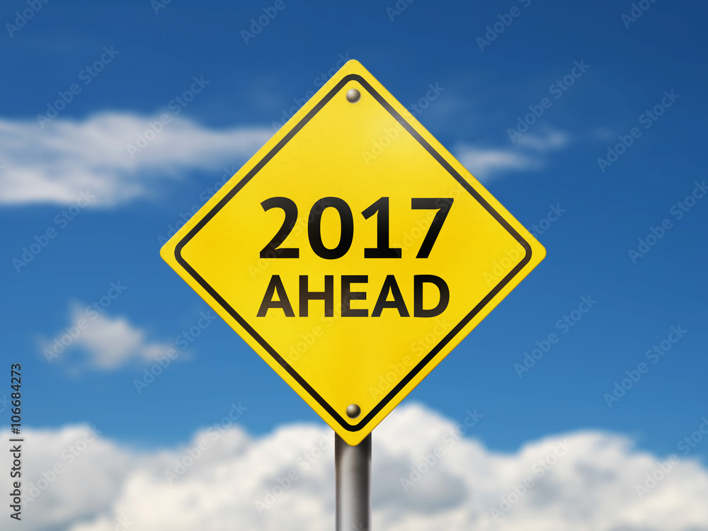 2017 ahead road sign