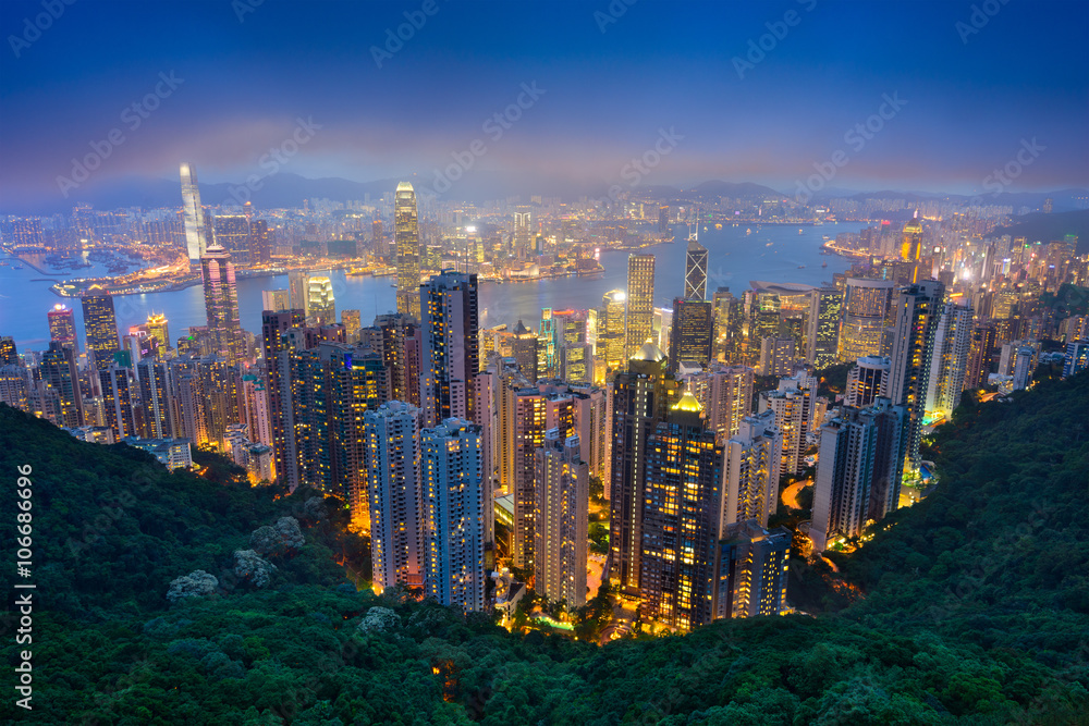 Hong Kong Skyline - obrazy, fototapety, plakaty 