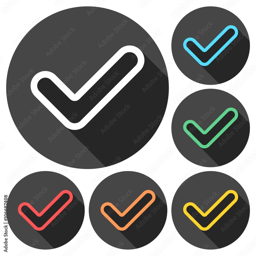Checkmark Icons set with long shadow Checkmark Icons set with long shadow