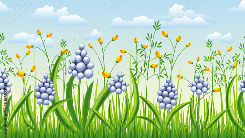 Seamless spring flowers nature background