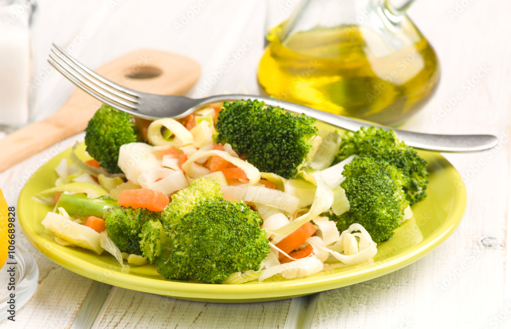 steamed vegetables in modern plate steamed vegetables in modern plate