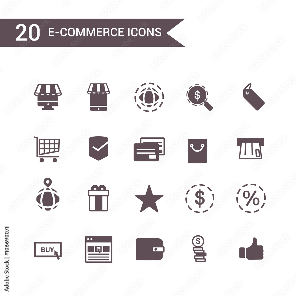 e commerce icon set vector. Silhouette icons. e commerce icon set vector. Silhouette icons.