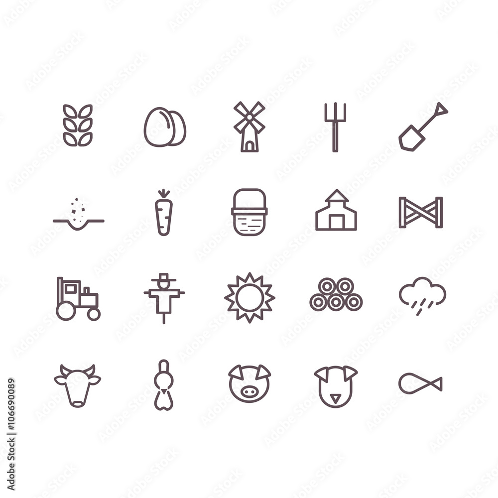 farm icon set vector.line icons farm icon set vector.line icons