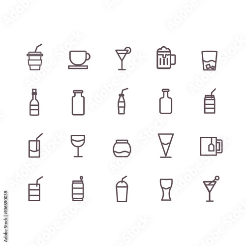 drink icon set vector.line icons.