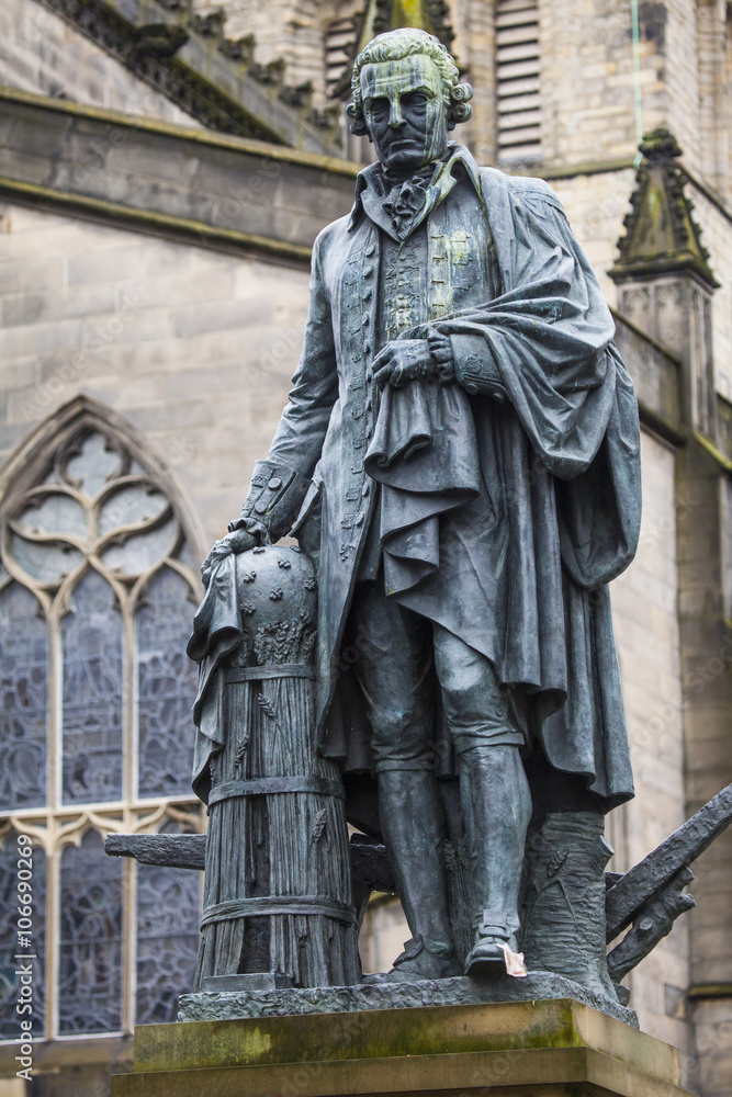 Adam Smith Statue in Edinburgh, Scotland.