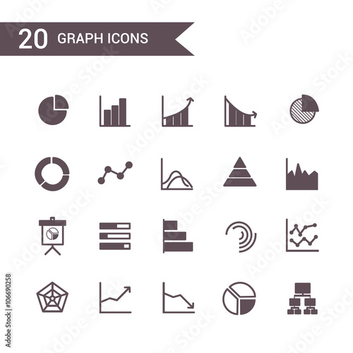 graph icon set vector. Silhouette icons.